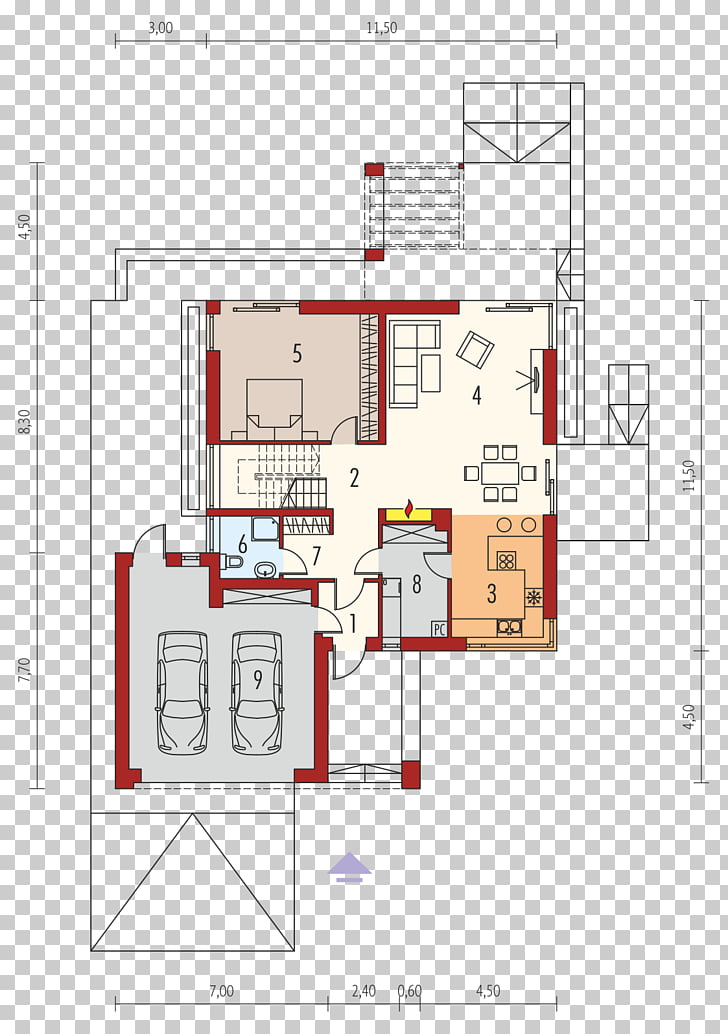 Floor plan House Square meter Garage, house PNG clipart.