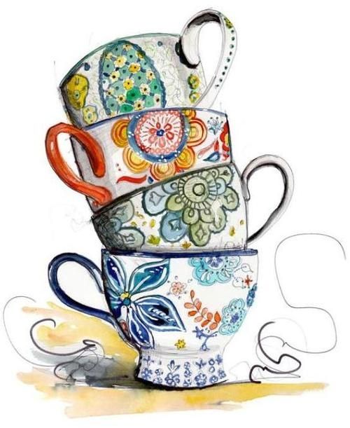 Tea Cup Border Clip Art.