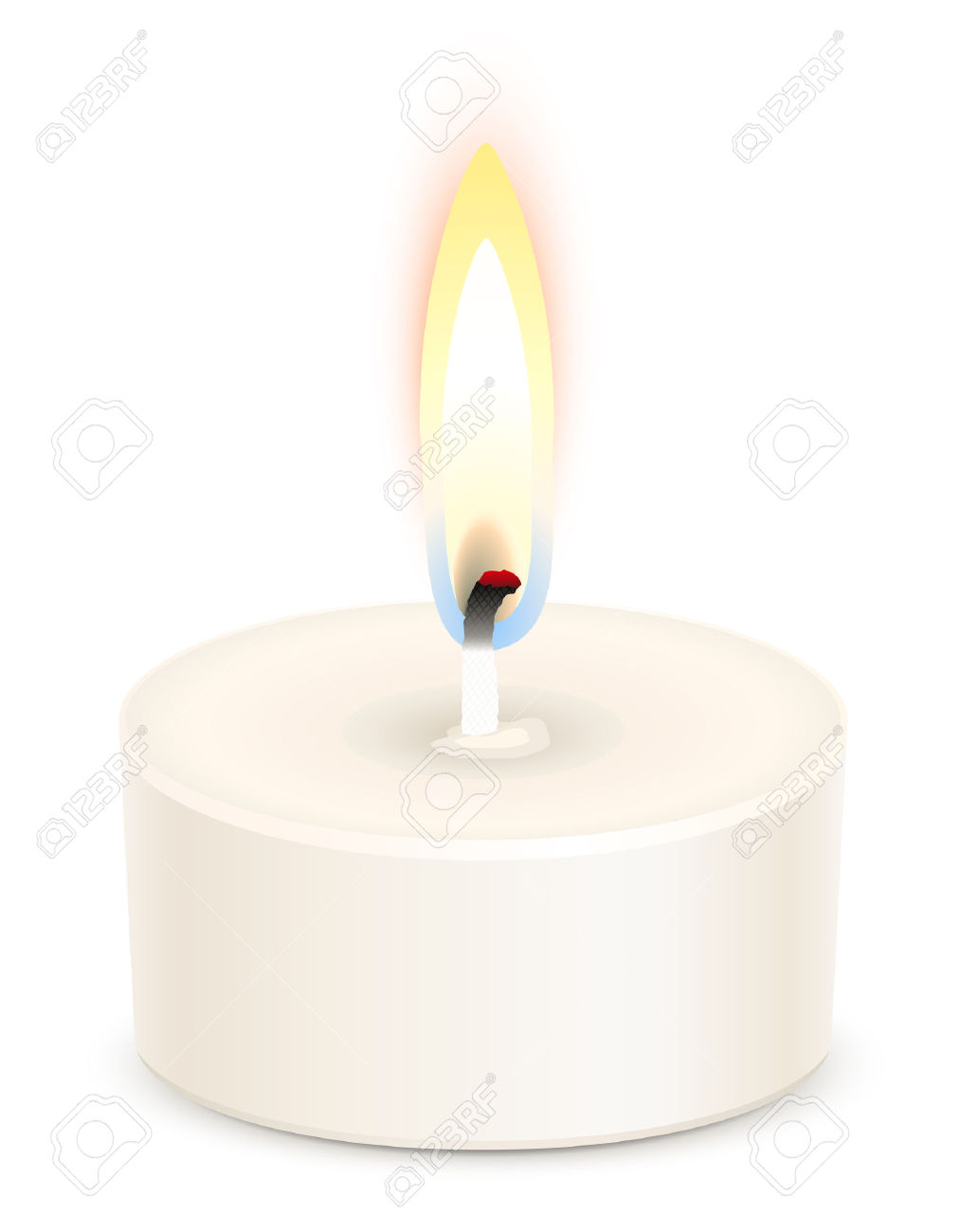 White Tealight Candle Isolated On White Royalty Free Cliparts.