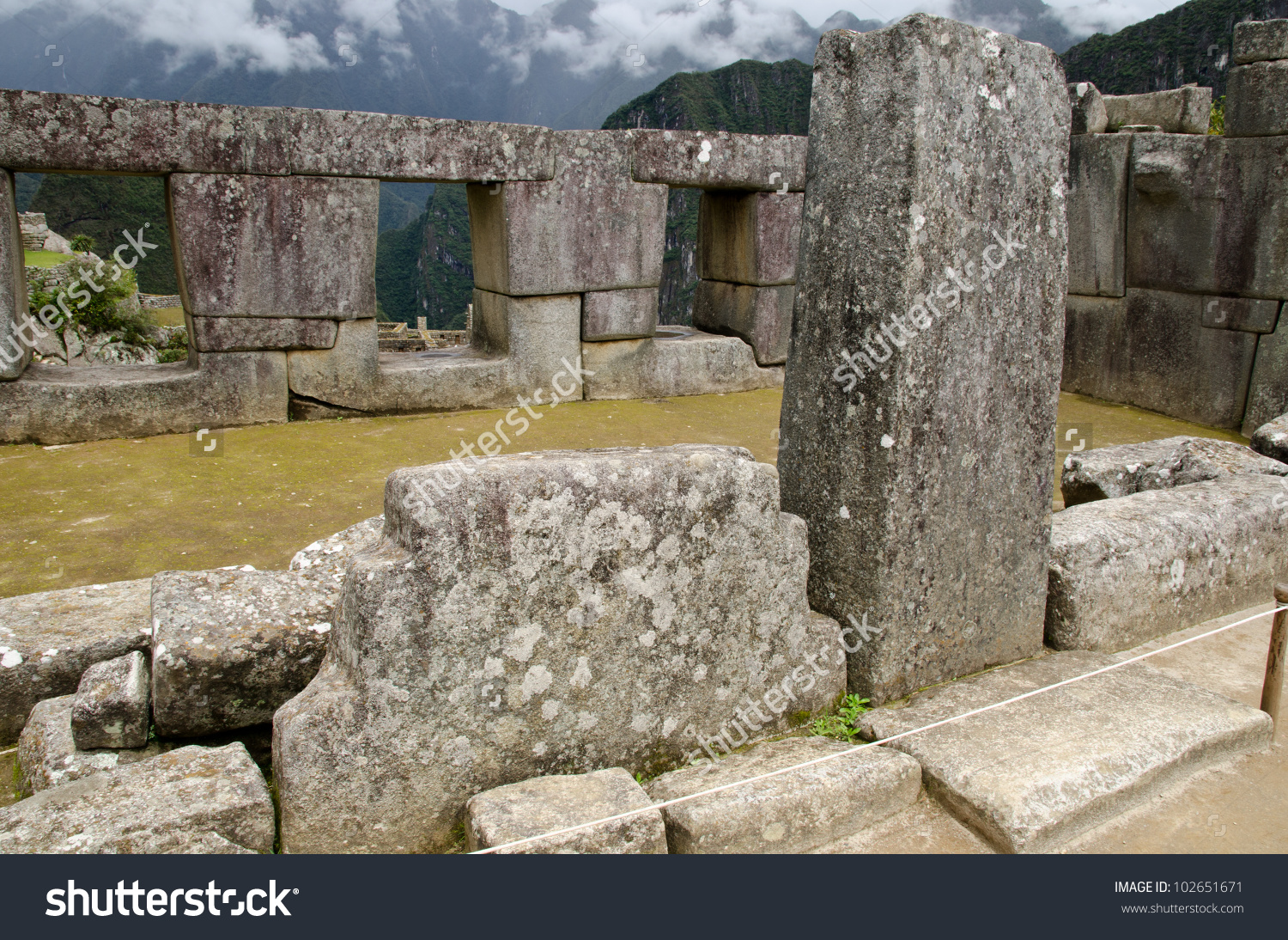 Temple Of The Three Windows On The Sacred Plaza In Machu Picchu.