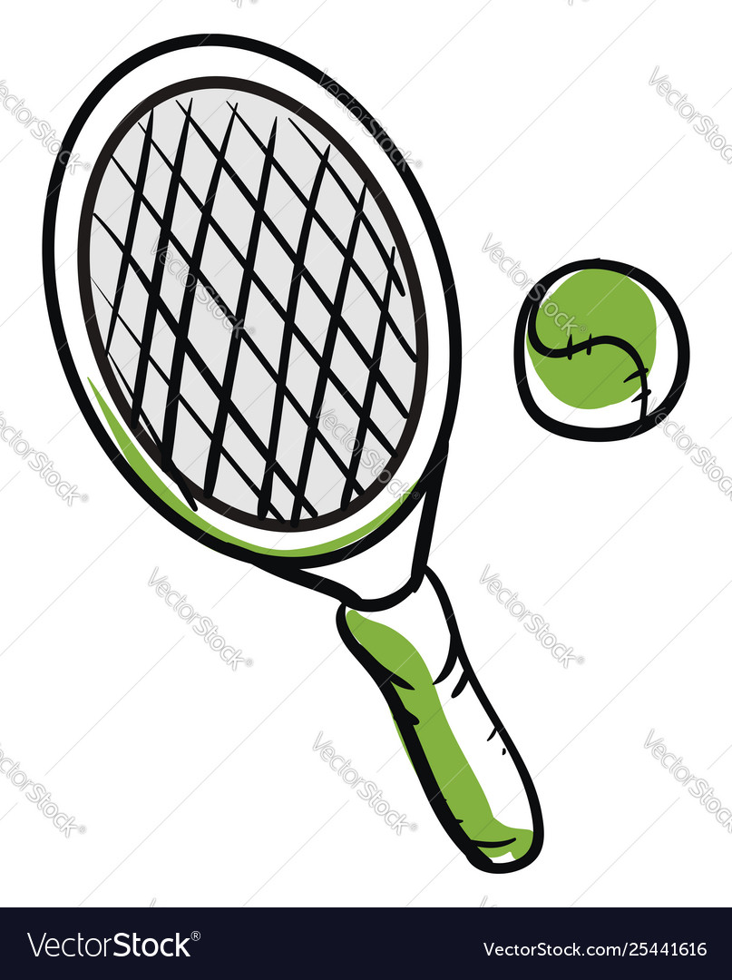 Drawing tennis ball and racket or color.