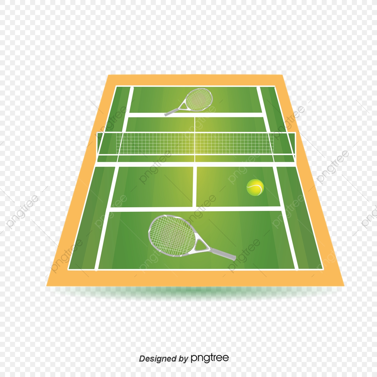 Illustration Of Green Tennis Court, Illustration, Popular.