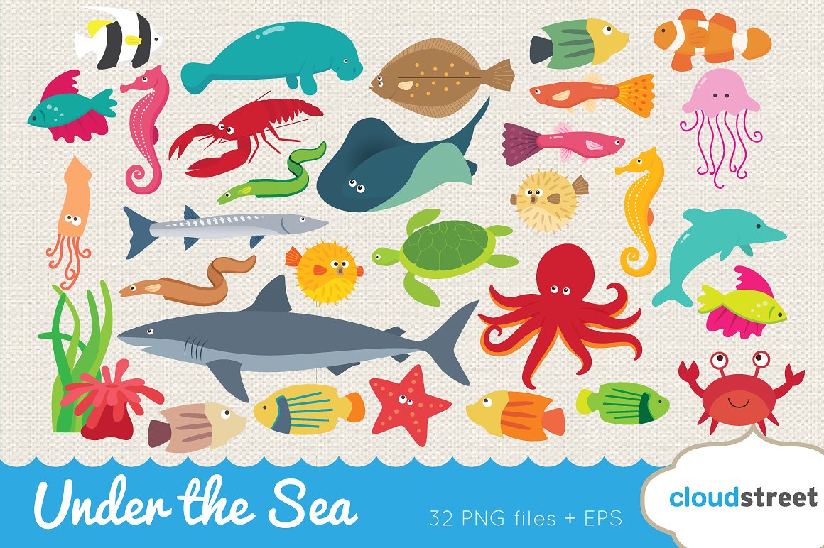 Under the sea clipart Photos, Graphics, Fonts, Themes, Templates.