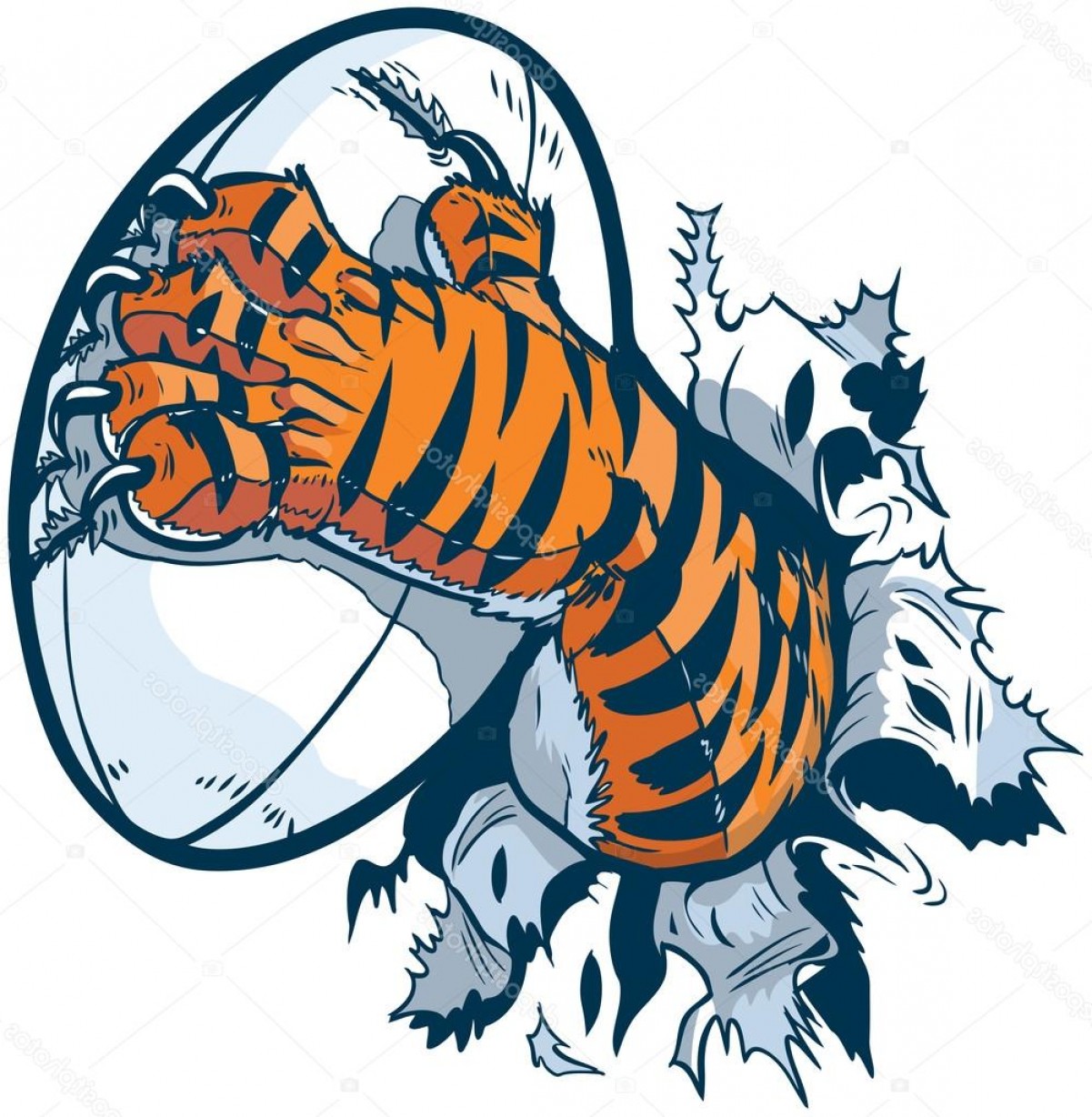 Stock Illustration Tiger Paw Gripping Rugby Ball.