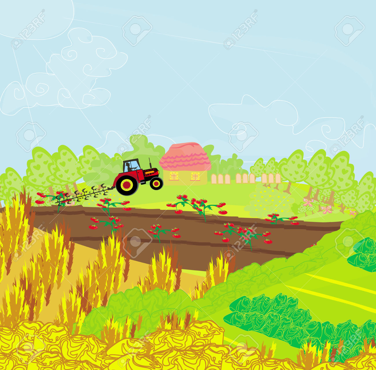 Tractor in Field Clipart (64+).