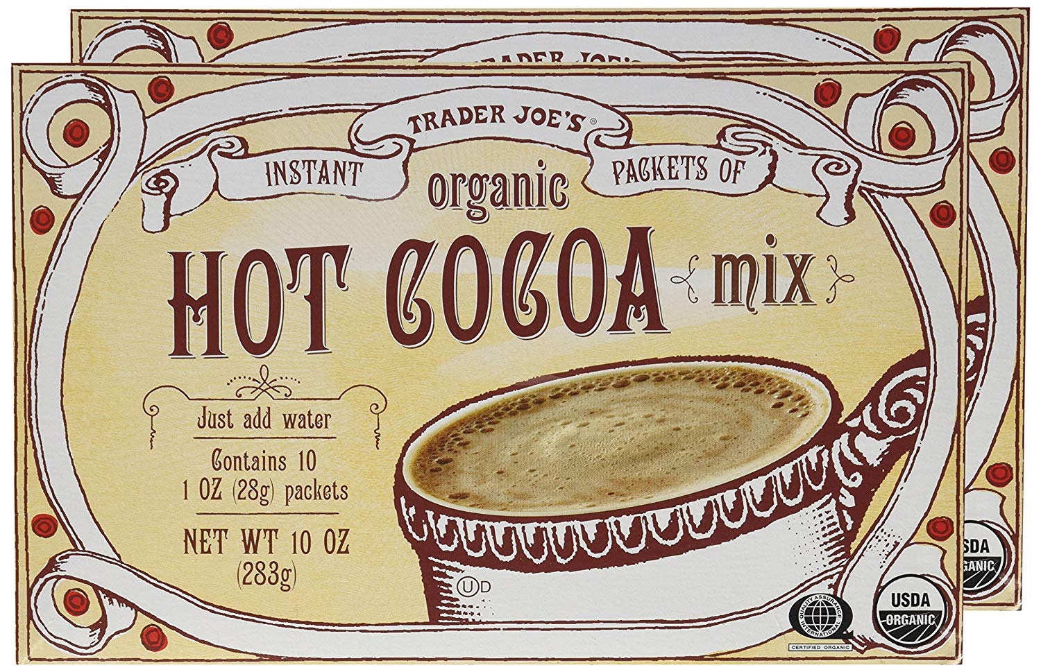 Trader Joe\'s Organic Hot Cocoa Mix 10 oz Instant Packets (2 Boxes).