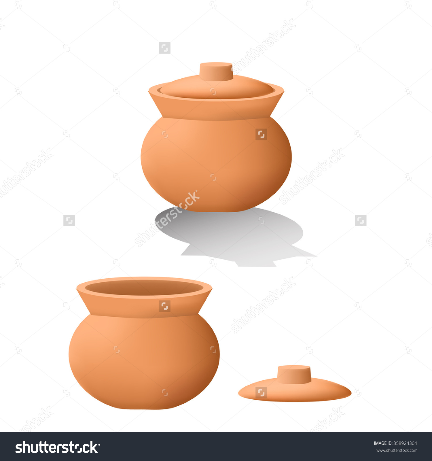 Traditional Asian Clay Pot 3d Mesh Stock Vector 358924304.