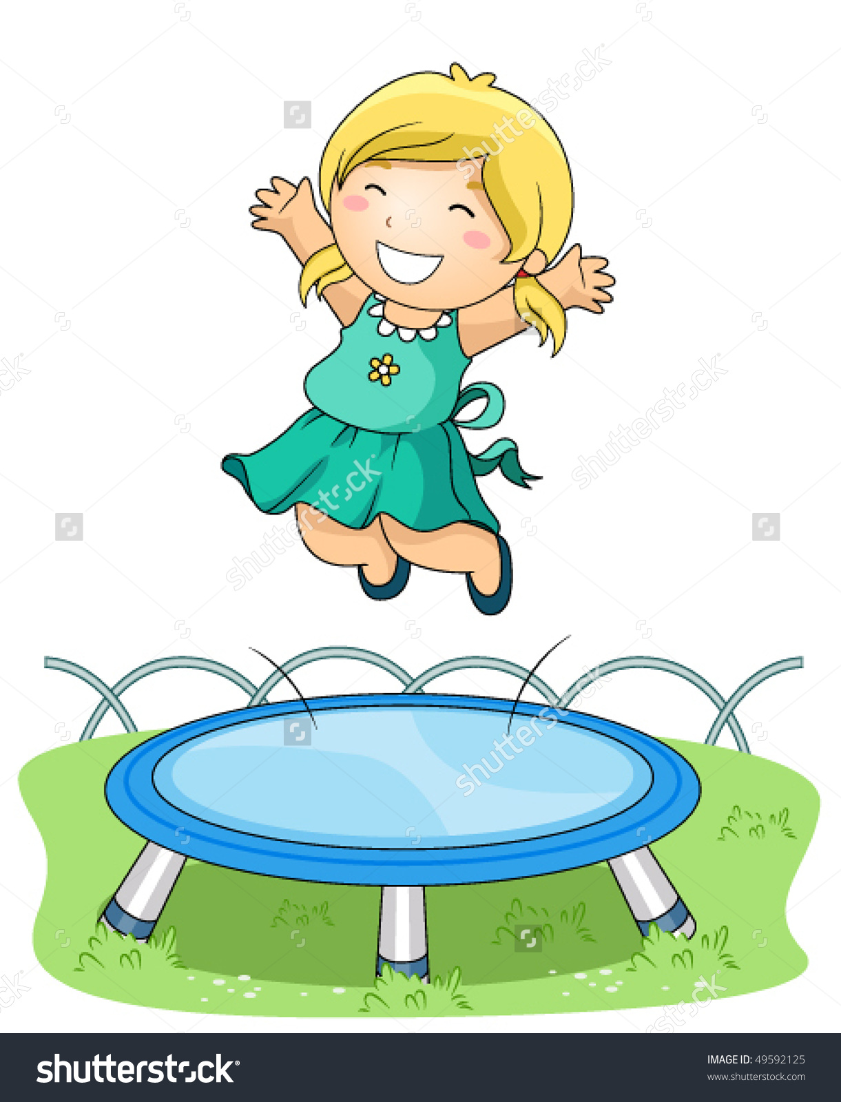 Child Jumping On Trampoline Park Vector Stock Vector 49592125.