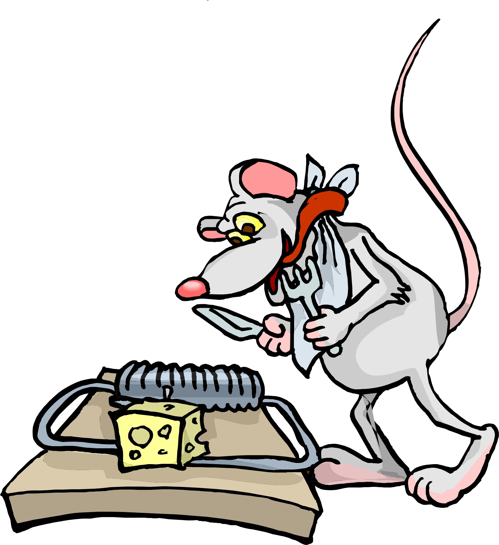 Rat in trap clipart.