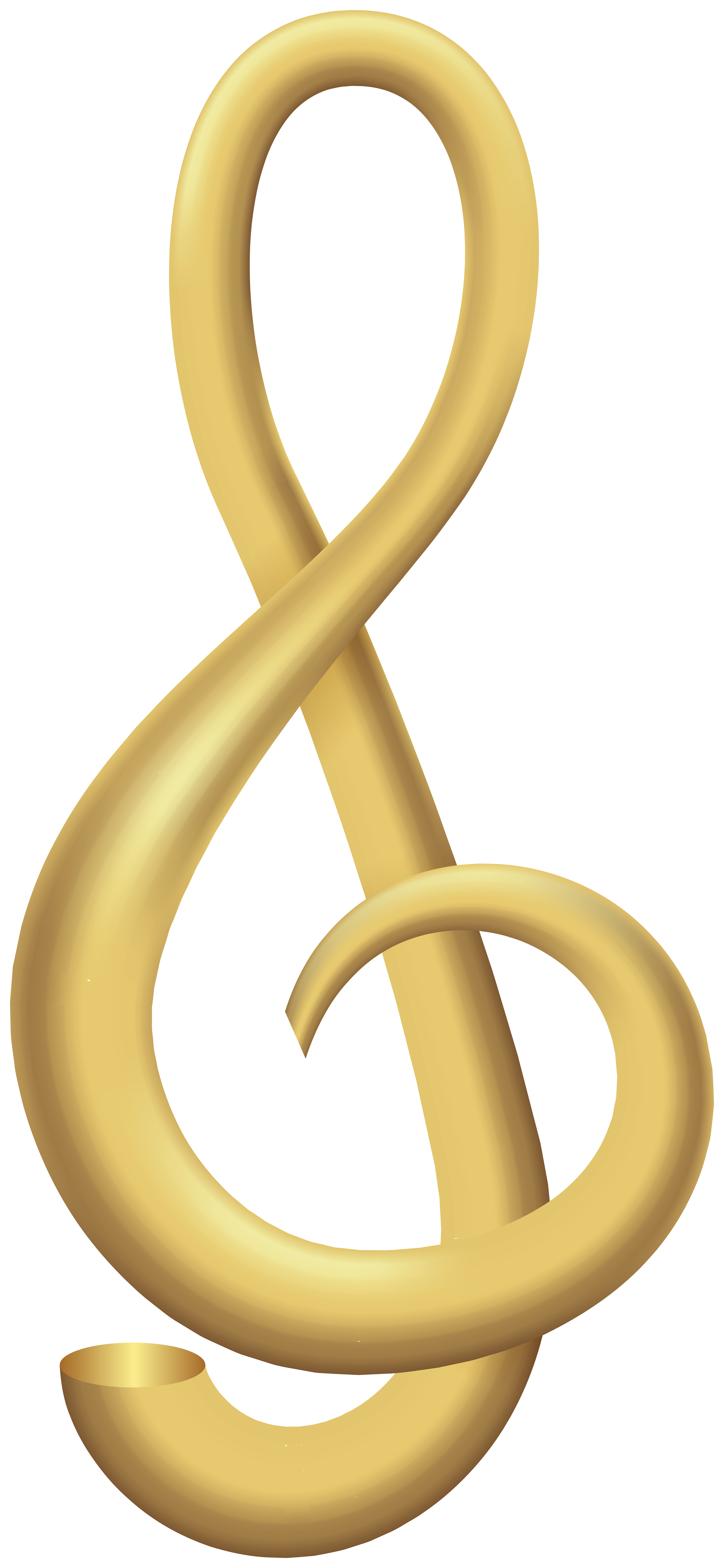 Treble Clef Gold Transparent PNG Clip Art Image.