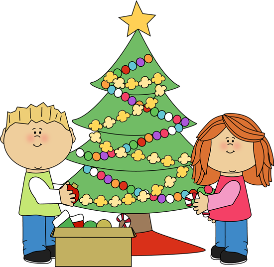 Christmas Tree Decorating Clipart.