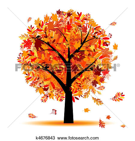 Clipart of Maple tree, autumn leaf fall k3193411.