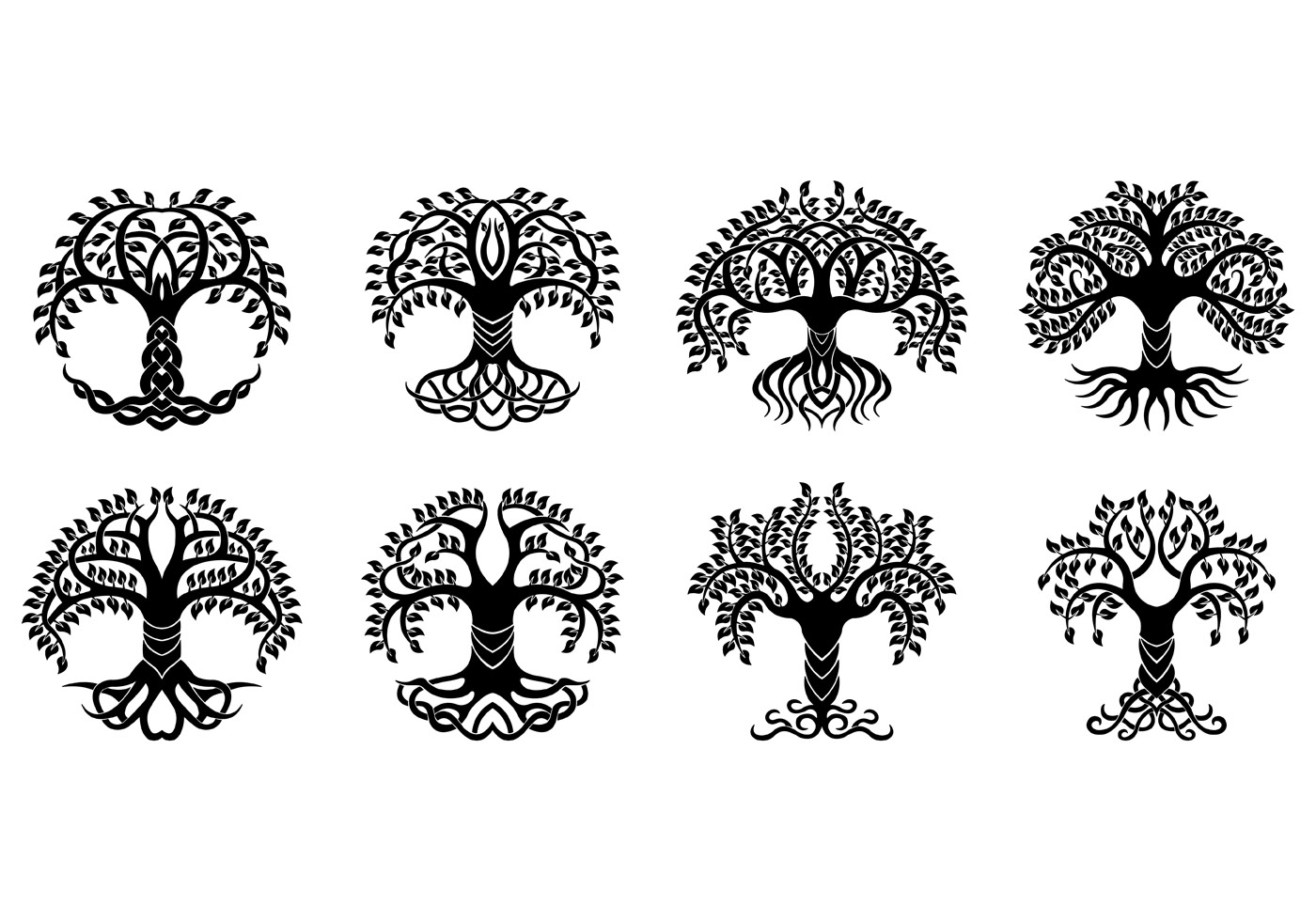 Set Of Celtic Tree Vector.