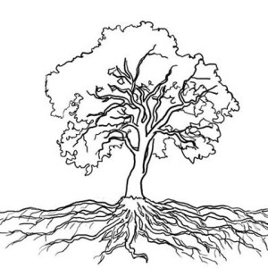 Tree Root Coloring. Tree. Awesome Printable Coloring Page.