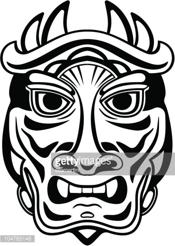 Ancient tribal mask Clipart Image.