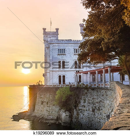 Stock Photograph of Miramare Castle, Trieste, Italy, Europe.