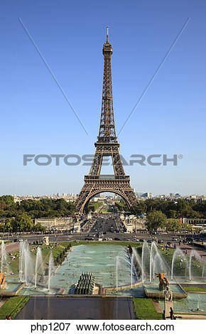 Picture of Eiffel Tower and Trocadero Gardens in Paris, France.