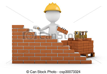 Clip Art of man with a trowel.