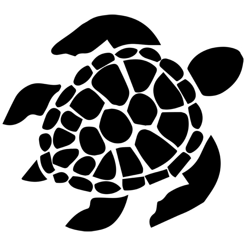 Hawaiian sea turtle and flowers clipart.