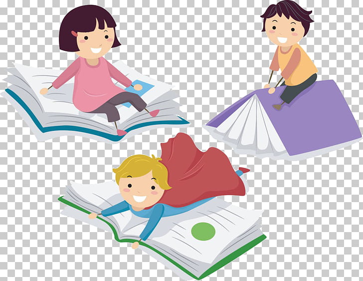 Child Paper , Children learn, three children on top of book.