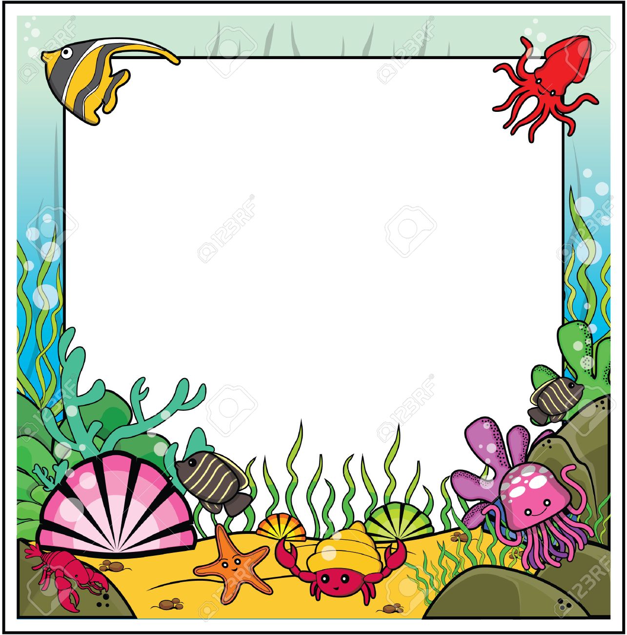 Under The Sea Frame Clipart.