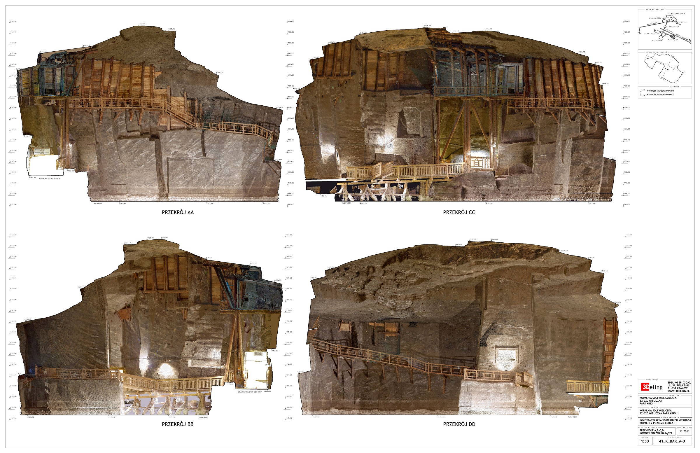 3D Laser scanning and 2d cad documentation of salt mines in Wieliczka.