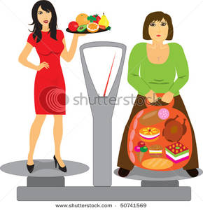 Healthy and unhealthy person clipart.