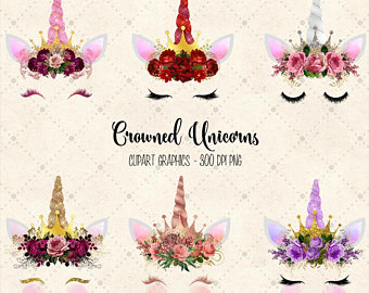 Unicorn Flower Crown Clipart.