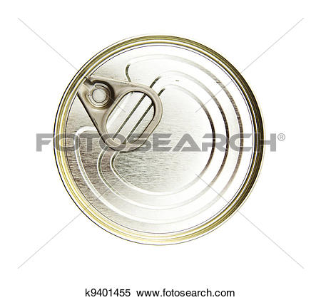 Stock Image of Top of an unopened soda can on a white background.