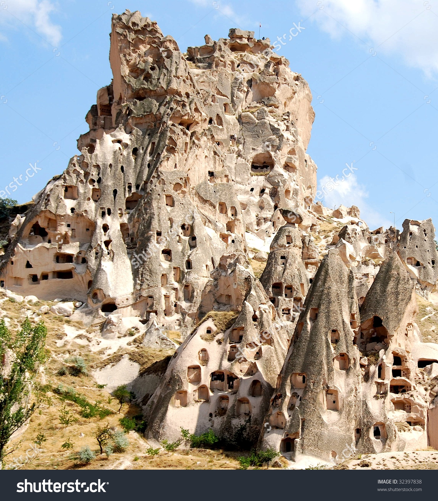 Hill Showing Uchisar Castle Cave Houses Stock Photo 32397838.