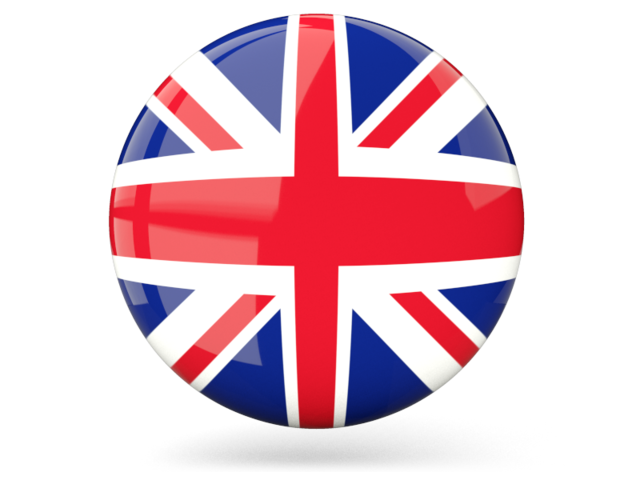 Glossy round icon. Illustration of flag of United Kingdom.