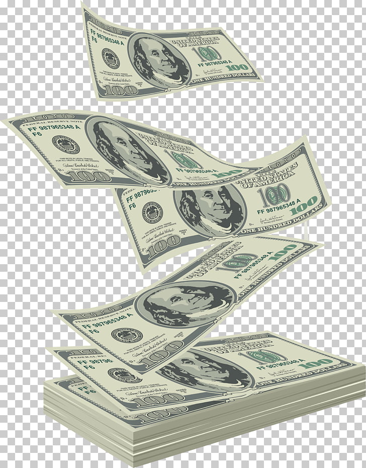 Money Falling, 100 US dollar banknote illustration PNG.