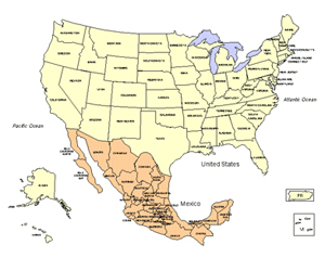 USA and Mexico PowerPoint Map, Editable States.