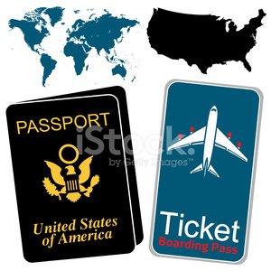 US Passport and Airline Ticket premium clipart.