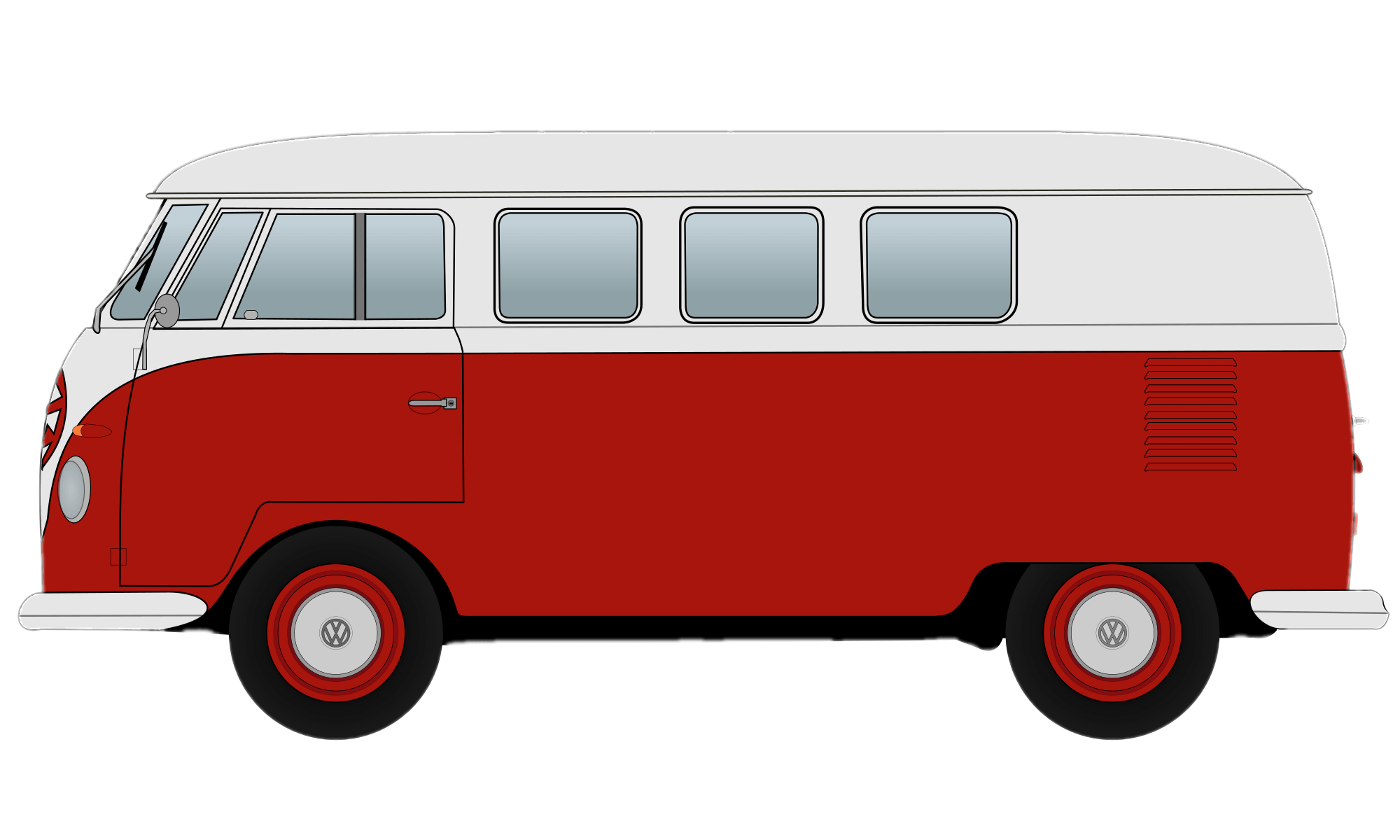 Red Volkswagen Camper Van Clipart transparent PNG.