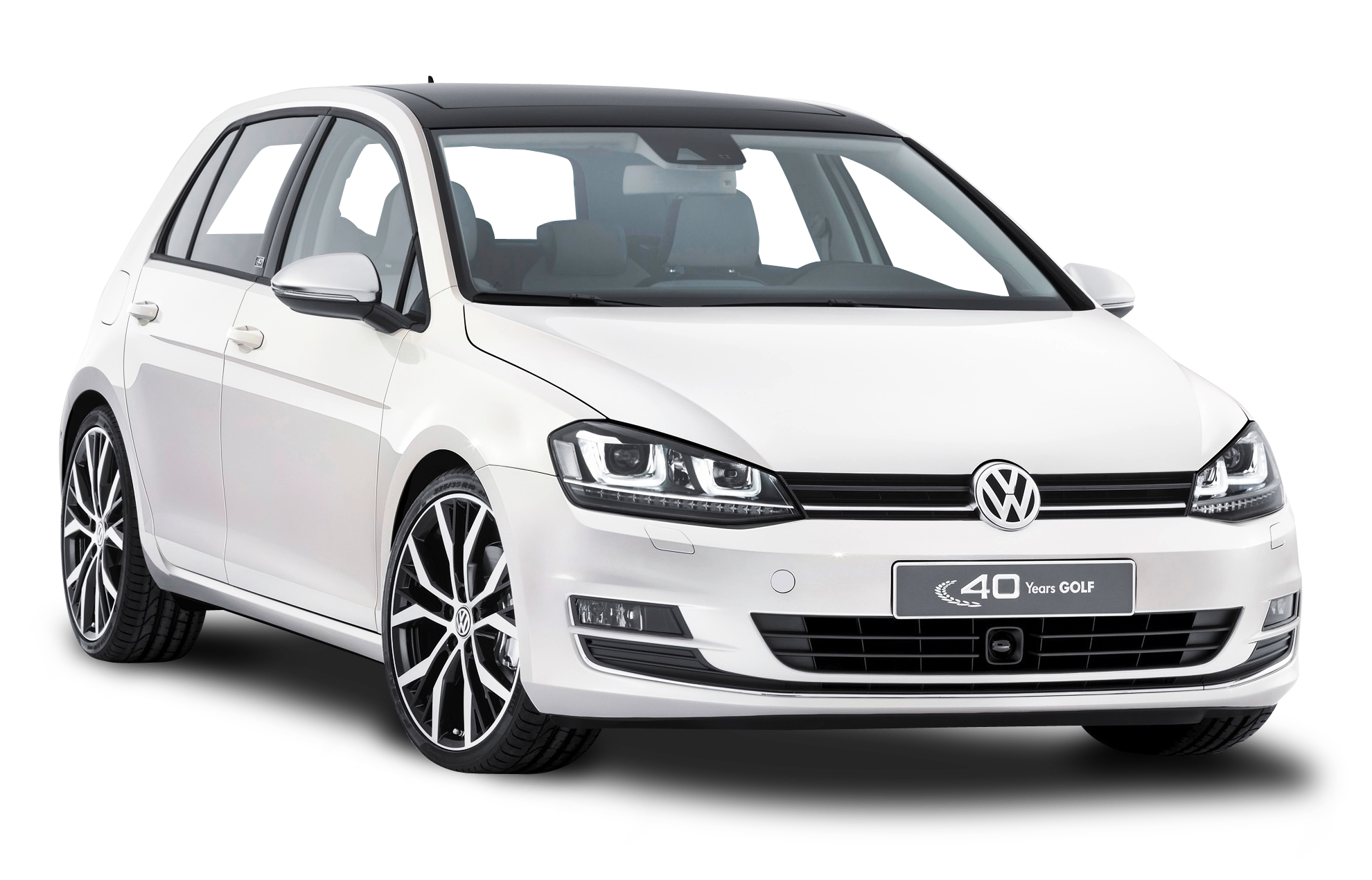 White Volkswagen Golf Car PNG Image.