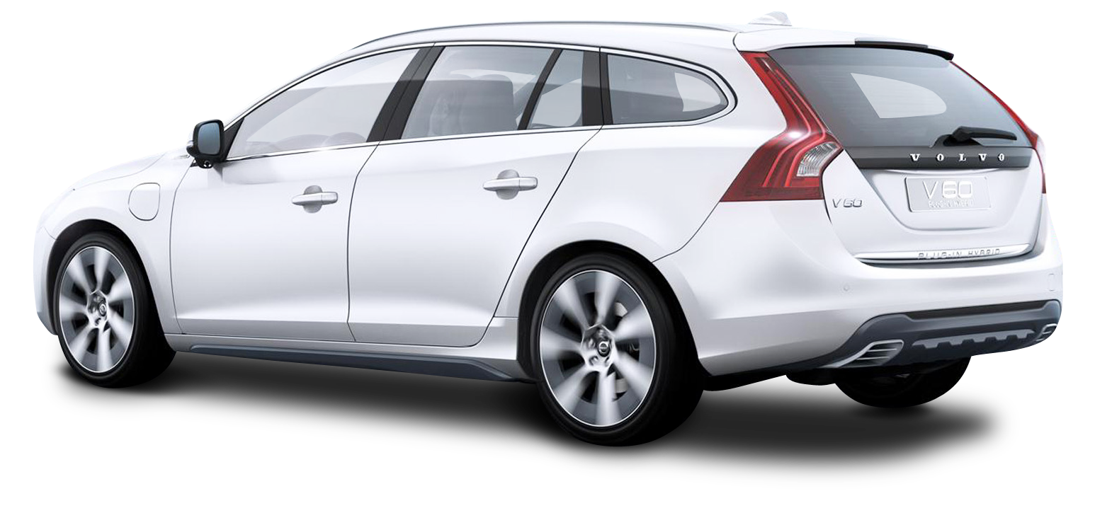 Volvo v60 Hybrid Silver Car PNG Image.