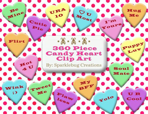 Candy Heart Clip Art Sweetheart Candy by SparklebugCreations.