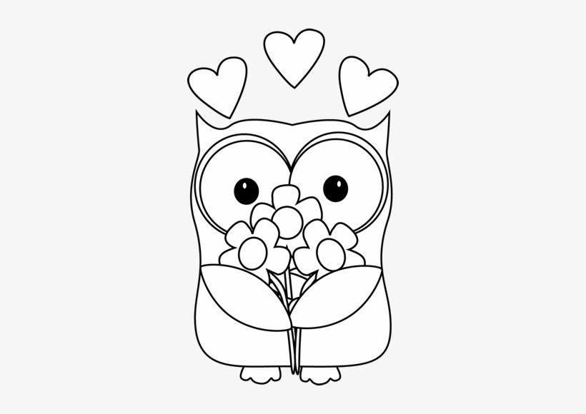 Black And White Valentine\'s Day Owl Clip Art.