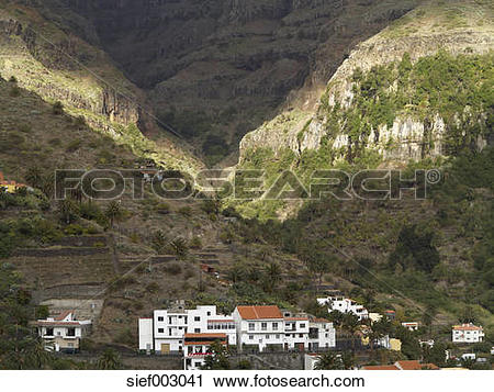 Stock Photography of Europe, Spain, View of Guada, Valle Gran Rey.