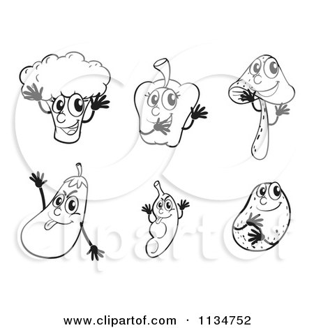 Cartoon Of Black And White Vegetables 5.