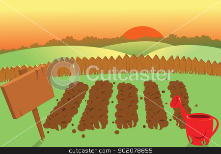 Vegetable Garden Scene Clipart.