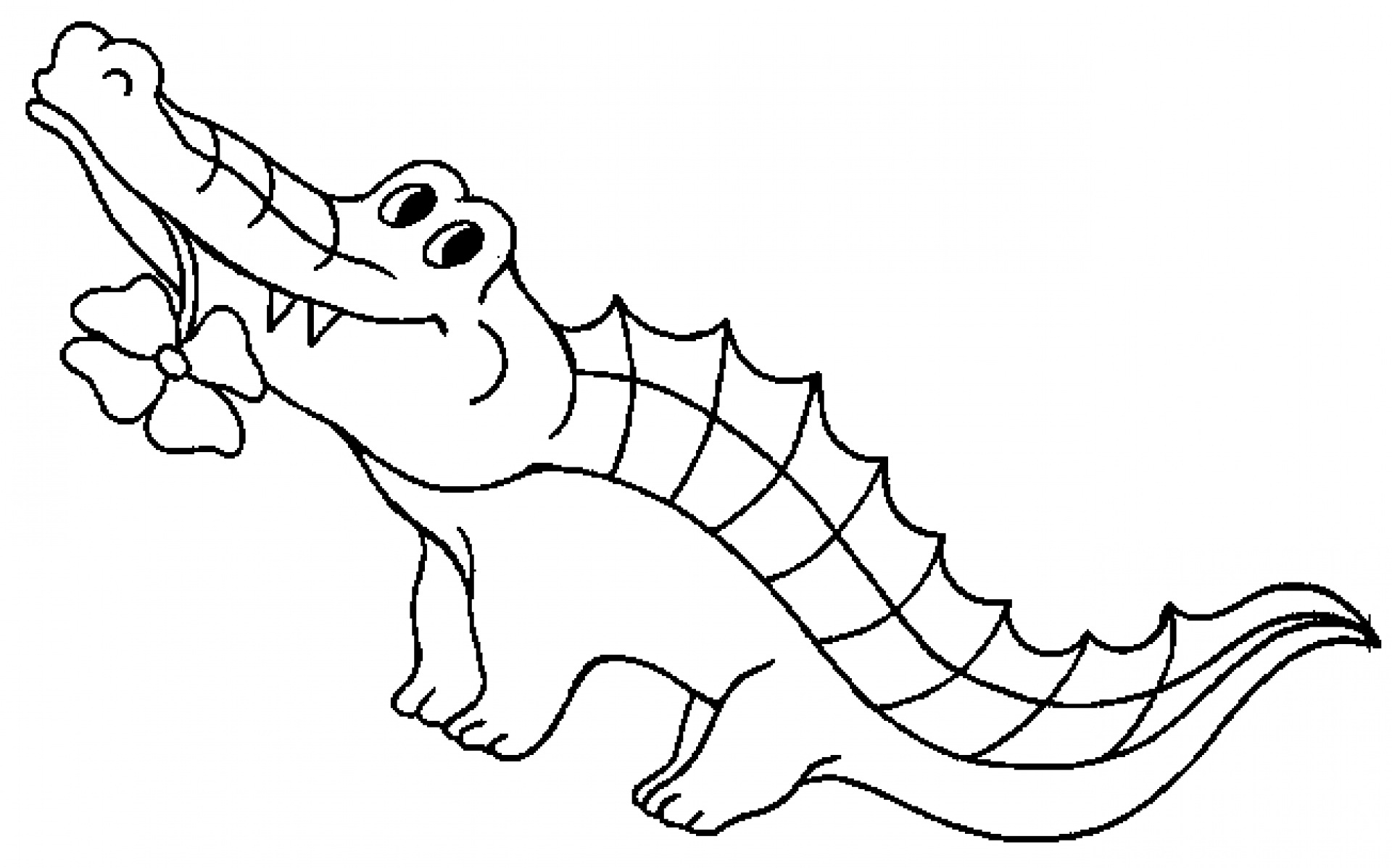 Cute Alligator Clipart Black And White.