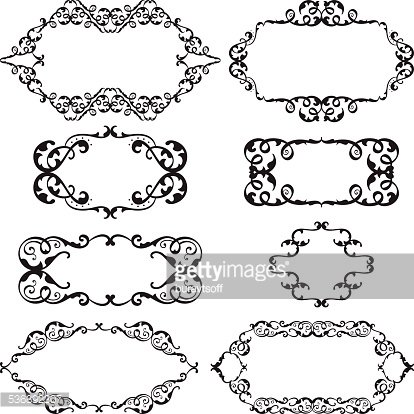 Victorian swirl set Clipart Image.