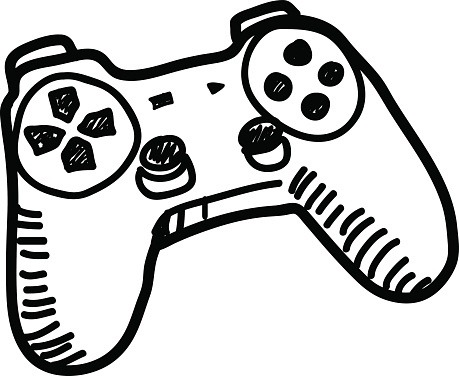 Playing Video Games Black And White Clipart.