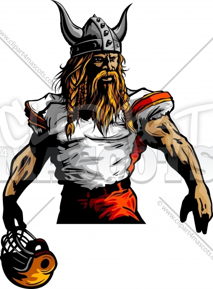 Vikings Football Mascot Graphic Vector Image.