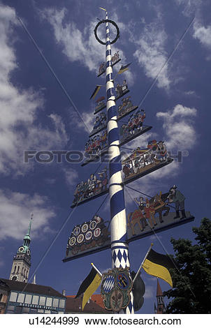 Stock Photograph of Munich, beer garden, Germany, Viktualienmarkt.