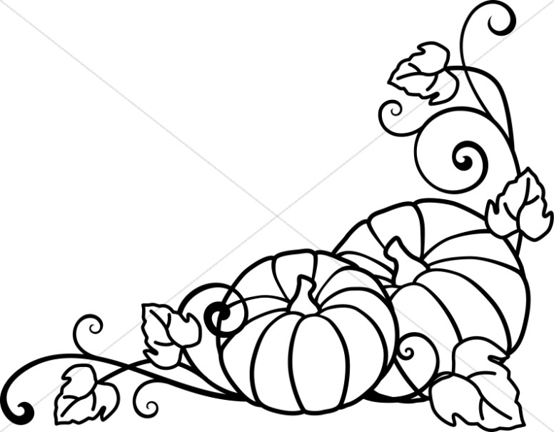 Pumpkin Clipart Black And White Vines.