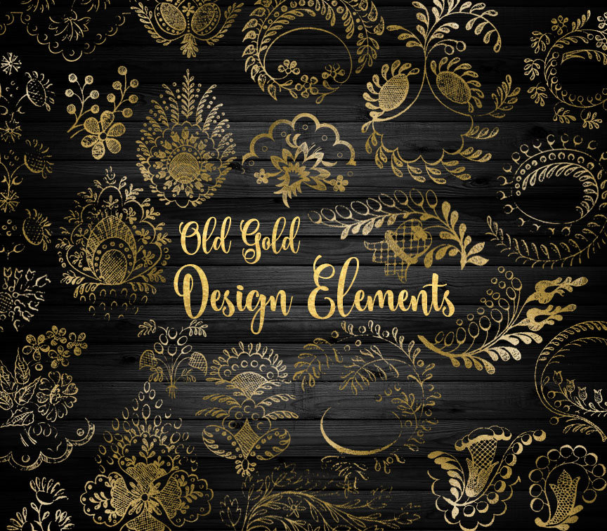 Old Gold Design Elements Clipart.