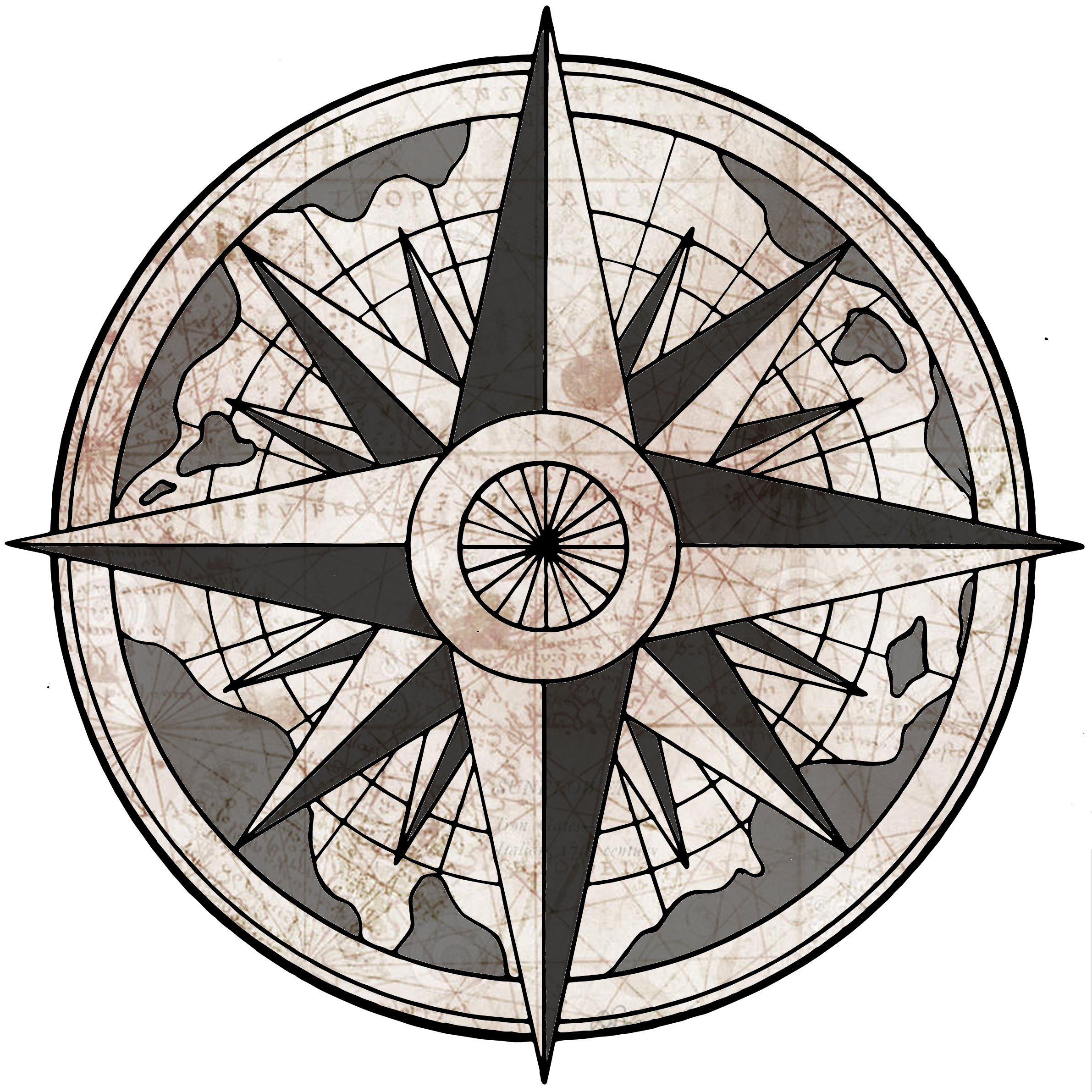 Nautical clipart antique compass, Nautical antique compass.